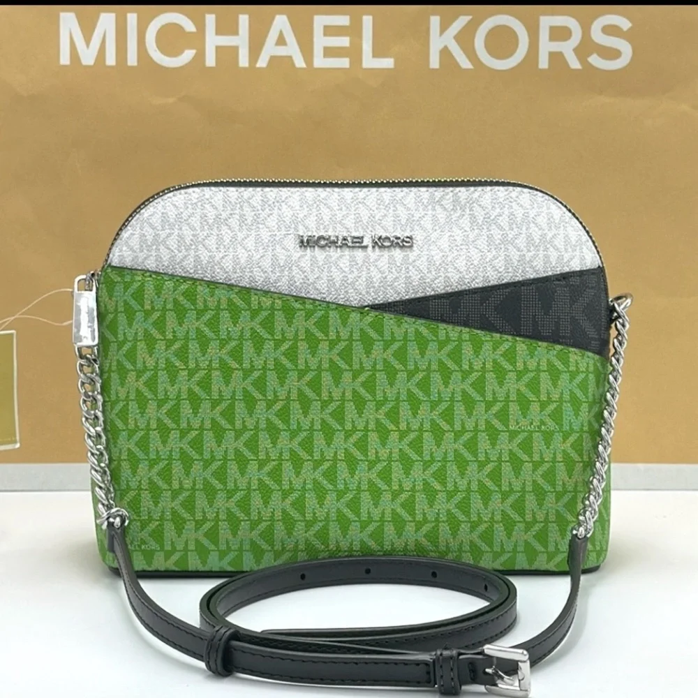 Michael Kors Jet Set Travel Color-Block Signature Logo Crossbody Bag Jangle Gree
